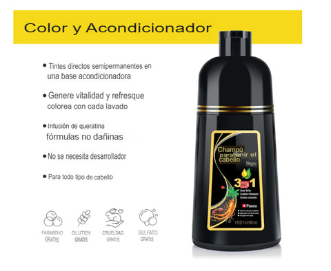 Image of Black Hair Dye Shampoo 3 in 1 / ENVIO GRATIS